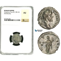 ZC61, Roman Empire, Antoninus Pius (138-161 AD), AR Denarius (3.03g) Rome, 151-152 AD, Vesta, NGC AU ZC61, Roman Empire, Antoninus Pius (138-161 AD), AR Denarius (3.03g) Rome, 151-152 AD, Vesta, NGC AU