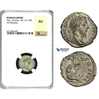 ZC64, Roman Empire, Marcus Aurelius (161-180 AD), AR Denarius (3.22g) Rome, 173-174 AD, Captive, NGC AU