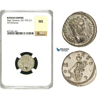 ZC73, Roman Empire, Septimius Severus (193-211 AD), AR Denarius (2.91g) Emesa, 194-195 AD, Fortuna, NGC MS