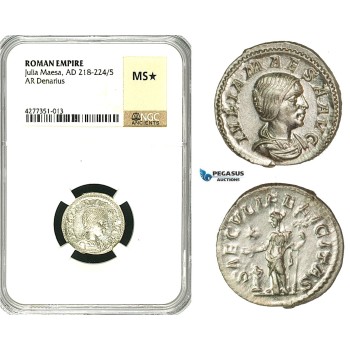 ZC92, Roman Empire, Julia Maesa Augusta (218-224 AD), AR Denarius (3.14g) Rome, Felicitas, NGC MS★