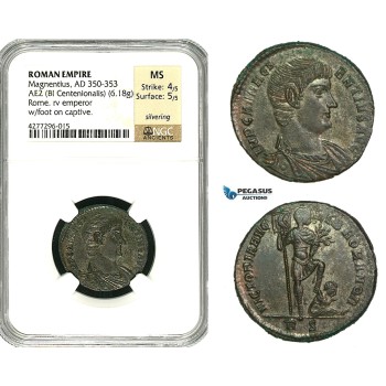 ZD47, Roman Empire, Magnentius (350-353 AD) Æ2 BL Centenionalis (6.18g) Rome, 350 AD, Captive, NGC MS
