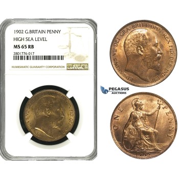 ZD52, Great Britain, Edward VII, Penny 1902, High Sea Level, NGC MS65RB