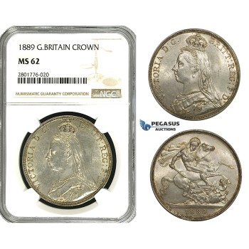 ZD55, Great Britain, Victoria, Crown 1889, Silver, NGC MS62