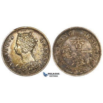 ZD73, Hong Kong, Victoria, 10 Cents 1866, Royal mint, Silver, XF-AU with strong toning!
