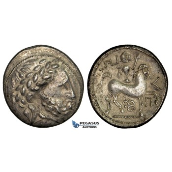 ZD80, Eastern Celts, Pannonia, Puppenreiter Type, AR Tetradrachm (13.25g) 3rd-2th Cent. BC, Lovely patina! About EF