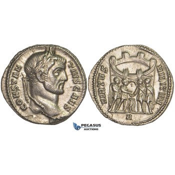 ZD85, Roman Empire, Constantius I Chlorus as Caesar (293-305 AD) AR Argenteus (3.15g) Rome, Campgate, EF