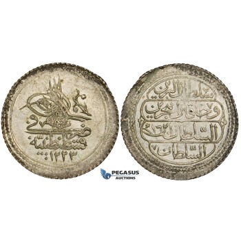 ZD94, Ottoman Empire, Turkey, Mahmud II, 5 Para AH1223/14, Kostantiniye, Silver (1.64g) About Toned XF-UNC