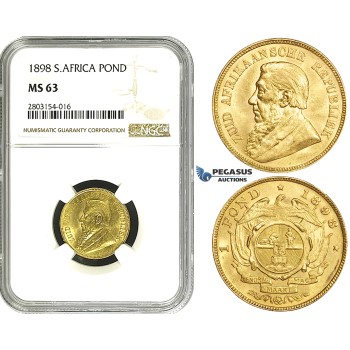 ZE27, South Africa (ZAR) Pond 1898, Gold, NGC MS63