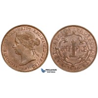 ZE44, East Africa, Victoria, 1 Pice 1898, AU-UNC Red Brown