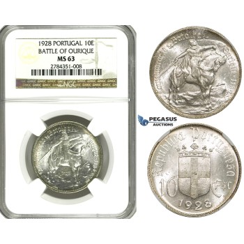 ZF04, Portugal, 10 Escudos 1928 (Battle of Ourique) Silver, NGC MS63