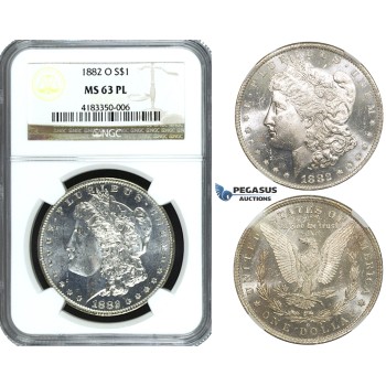 ZF22, United States, Morgan Dollar 1882-O, New Orleans, Silver, NGC MS63PL