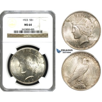 ZF23, United States, Peace Dollar 1923, Philadelphia, Silver, NGC MS64