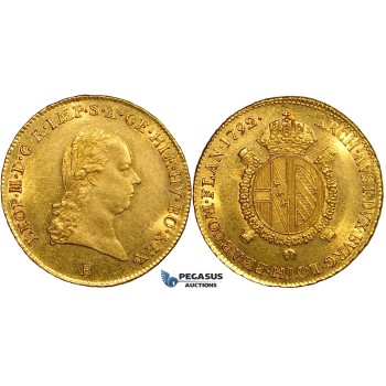 ZF30, Austria, Leopold II, 1/2 Sovrano 1792-B, Kremnitz, Gold (5.57g) UNC, Rare!