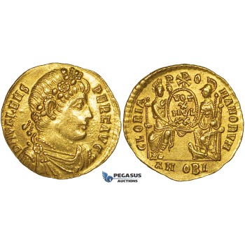 ZF51, Eastern Roman Empire, Valens (364-378 AD) AV Solidus (4.47g) Antioch Mint, 373-374 AD, Roma & Constantinopolis, gEF