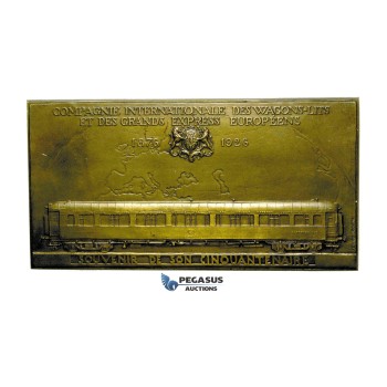 ZF64, France, Uniface bronze plaque by H. Dropsy for Canale, 1926, on the 50th Anniversary of the Great European Express