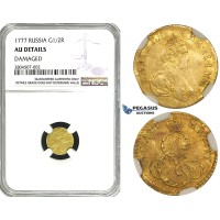 ZF79, Russia, Catherine II, Poltina 1777, St. Petersburg, Gold, NGC AU Details