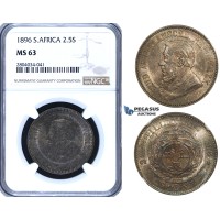 ZF94, South Africa (ZAR) 2 1/2 Shillings 1896, Silver, NGC MS63