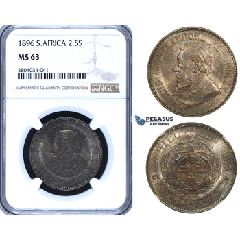 ZF94, South Africa (ZAR) 2 1/2 Shillings 1896, Silver, NGC MS63
