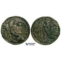 ZG18, Roman Empire, Vetranio (350 AD) Æ Nummus (4.91g) Siscia, Concordia/Standards, Remaining Silvering, EF