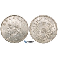 ZG29, China, "Fat Man" Yuan (Dollar) Year 9 (1920) Silver, L&M 77, White AU (Faint hairlines)