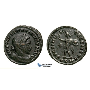 ZG40, Roman Empire, Constantine I (306-337 AD), Æ Nummus (3.61g) Londinium (London) Sol Standing, Brown VF-EF