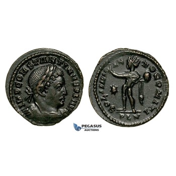 ZG44, Roman Empire, Constantine I (306-337 AD), Æ Nummus (3.42g) Londinium (London) Sol Standing, Brown VF-EF