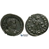 ZG46, Roman Empire, Constantine I (306-337 AD), Æ Nummus (4.27g) Londinium (London) Sol Standing, Brown Good VF