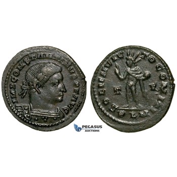 ZG48, Roman Empire, Constantine I (306-337 AD), Æ Nummus (4.81g) Londinium (London) Sol Standing, Brown Good VF