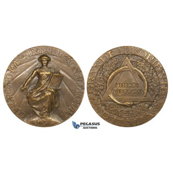 ZG70, Italy, Freemasonry Bronze Medal (Ø 45mm, 47g) by Croce, on the International Masonic Congress, Rome 1911