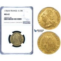 ZG82, France, Louis XVI, Louis D'or 1786-W, Lille, Gold, NGC MS62