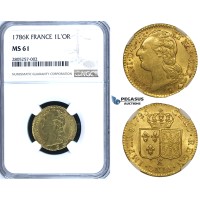 ZG83, France, Louis XVI, Louis D'or 1786-K, Bordeaux, Gold, NGC MS61