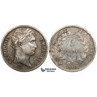 ZG84, France, Napoleon I, 5 Francs 1808-A, Paris, Silver, Polished VF