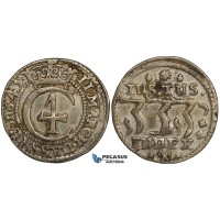 ZH04, Denmark, Christian IV, 2 Mark 1645, Copenhagen, Silver (10.72g) H 148, Mount removed, VF