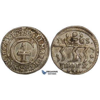 ZH04, Denmark, Christian IV, 2 Mark 1645, Copenhagen, Silver (10.72g) H 148, Mount removed, VF