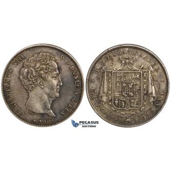 ZH10, Denmark, Christian VIII, 1 Rigsbankdaler 1848 VS, Copenhagen, Silver, Stained VF