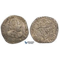 ZH13, France, Henry III, Teston MDLXXV (1575) Bordeaux, Silver (9.52g) Sb.4646, gVF, Rare!