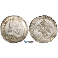 ZH15, France, Henry III, 1/2 Franc d'argent 1587 C, Saint-Lô, Silver (7.14g) Dup. 1131, VF