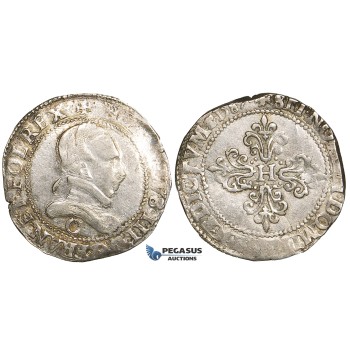 ZH15, France, Henry III, 1/2 Franc dargent 1587 C, Saint-Lô, Silver (7.14g) Dup. 1131, VF