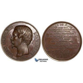 ZH18, France, Dijon, Louis Napoleon, Bronze Medal 1851 (Ø 66mm) on the Paris-Dijon Railway inauguration, Rare!