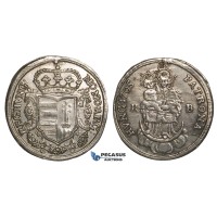 ZH37, Hungary, Rebellion of the Malcontents under Franz Rakoczi, 1/2 Taler 1705-KB, Kremnitz, Silver (14.34g) gVF (Mount removed) ZH37, Hungary, Rebellion of the Malcontents under Franz Rakoczi, 1/2 Taler 1705-KB, Kremnitz, Silver (14.34g) gVF (Mount removed)