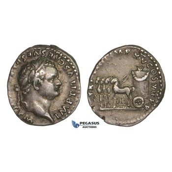 ZH99, Roman Empire, Titus (79-81 AD) AR Denarius (3.34g) Rome, 79 AD, Quadriga, Rare!