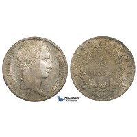 ZI16, France, Napoleon I, 5 Francs 1812-A, Paris, Silver, Cleaned aXF