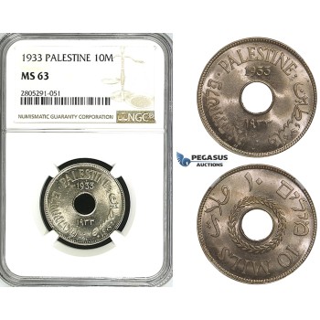 ZI60, Palestine, 10 Mils 1933, London, NGC MS63