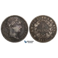 ZJ24, France, Napoleon I, 5 Francs 1811-A, Paris, Silver, Toned VF