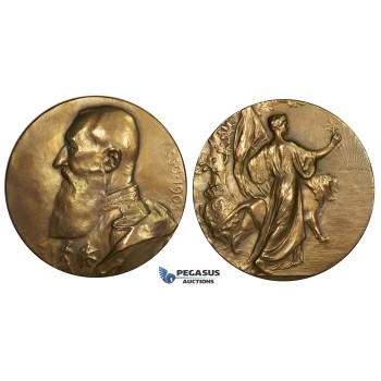 ZJ49, Belgium, Leopold II, Bronze Medal 1930 (Ø 69mm, 131.5g) by G. Devreese, Commemorating the 75th Anniversary of Belgian Independence