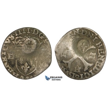 ZJ58, Canada (French) AR Douzain (15 Deniers) (1.68g), ND (after 1640), countermark lis on issue of Henri IV, VF