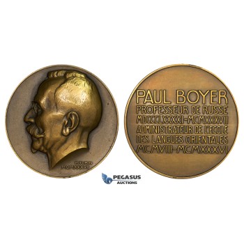 ZJ83, France & Russia, Bronze Medal 1937 (Ø68mm, 150g) by Turin, Paul Boyer, Russian Teacher