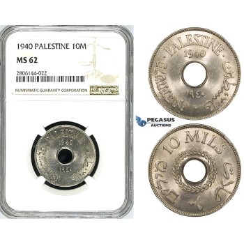 ZK09, Palestine, 10 Mils 1940, NGC MS62