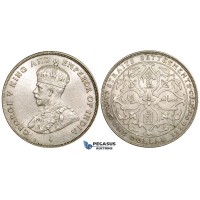 ZK34, Straits Settlements, George V, 1 Dollar 1920, Bombay, Silver, Cleaned UNC