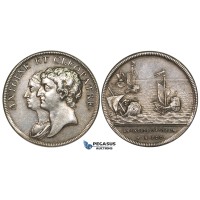 ZK36, Switzerland & Egypt,  Silver Medal (1740-1750) (Ø31.5mm, 9.99g) by J. Dassier, Cleopatra & Antony, Battle of Actium, Rare!